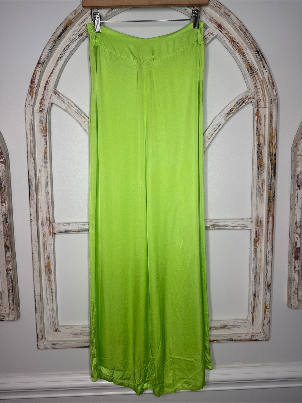 NWT Stillwater Lime Green Flowy Wide Leg Pants- Sz Medium - Picture 5 of 8